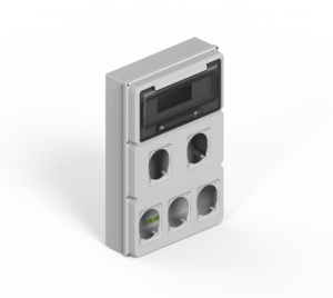 Caja IP65 P/12 polos DIN + 2 módulos P/5 tomas encapsuladas