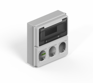 Caja IP65 P/12 polos DIN + 1 módulo P/3 tomas encapsuladas