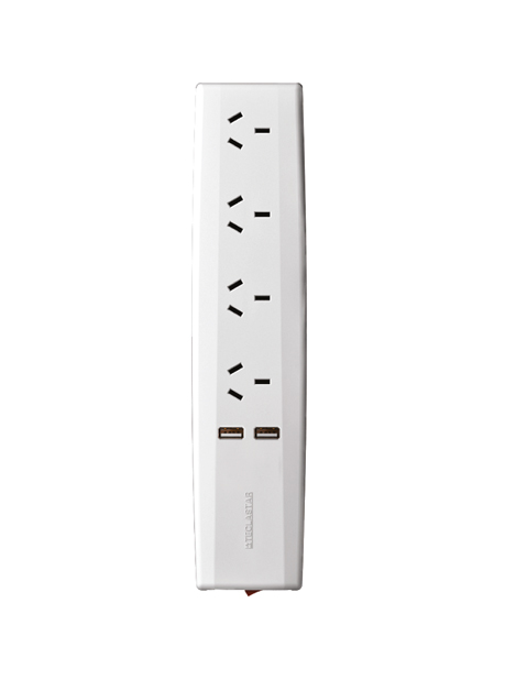 Múltiple de 4 tomas - 2 puertos USB con tierra 10A
